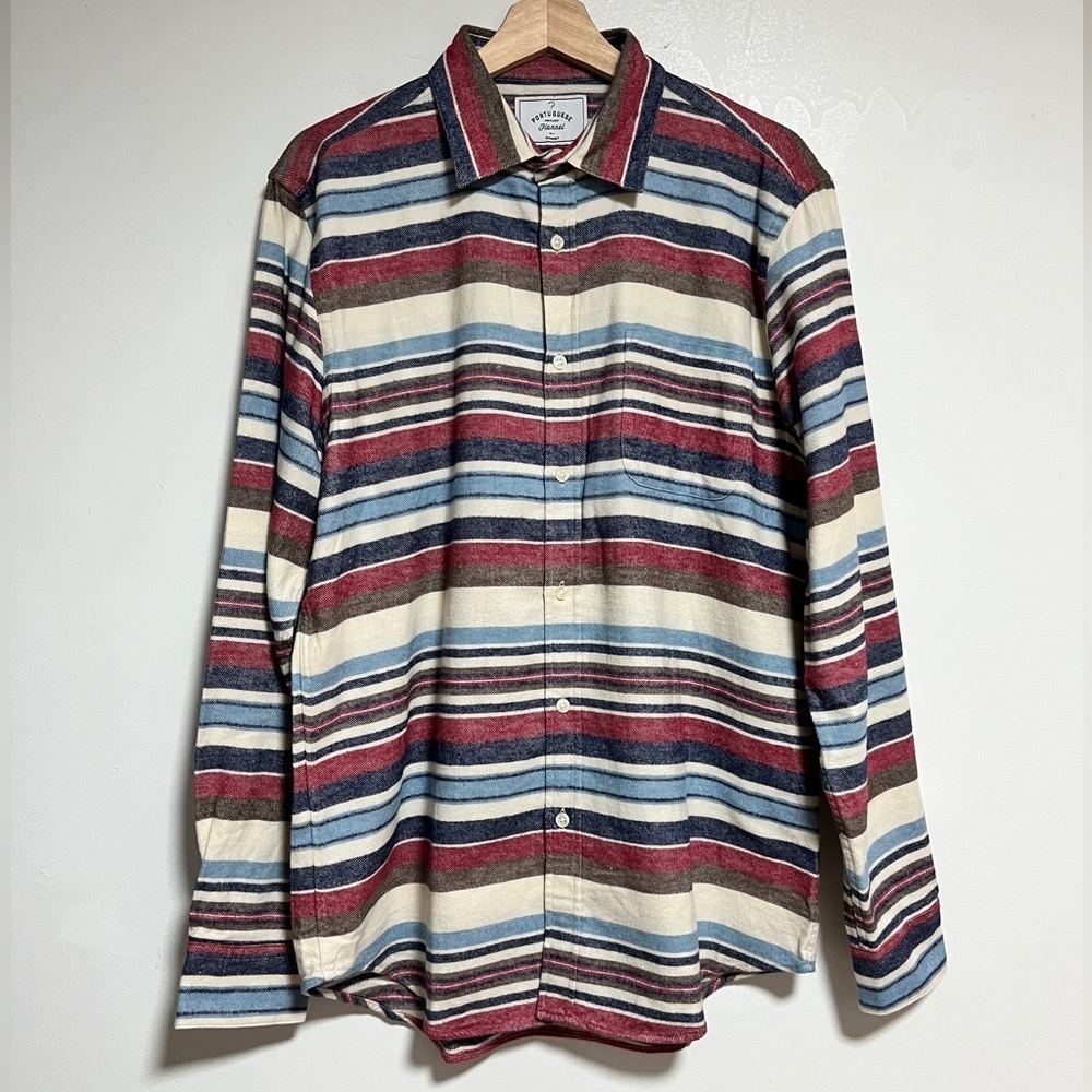 Portuguese Flannel Multicolor Striped Shirt – Size L - Picture 2 of 11